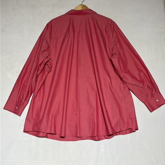 Foxcroft NYC Button Up Collared Shirt Blouse Womens 24W Non Iron Pockets Top - Picture 2 of 13